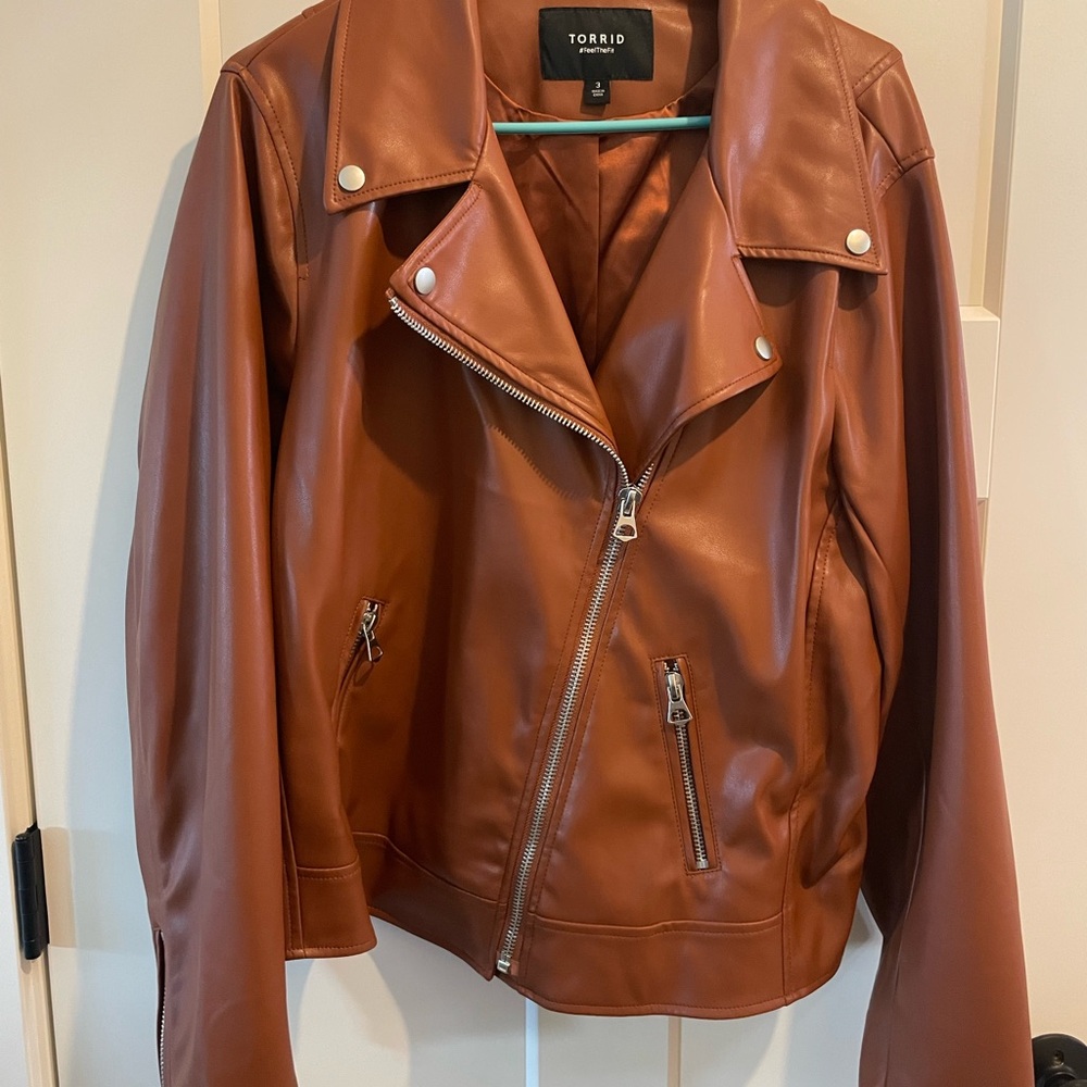 Torrid Women's Cognac Faux Leather Jacket Size 3